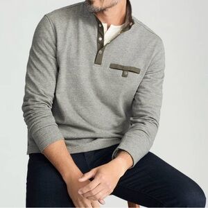 UNTUCKit Snap Fleece Parkson Pullover Gray Mens M Mock neck Pouch pocket Casual